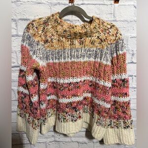 By Anthropologie Chunky Knit Sweater with Multicolor Accents, Size Small
